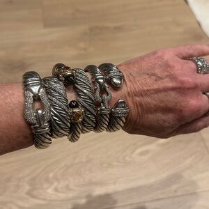 David Yurman 1.38 ctw Sculpted Sterling Silver and Diamond Cuff 16mm Bracelet